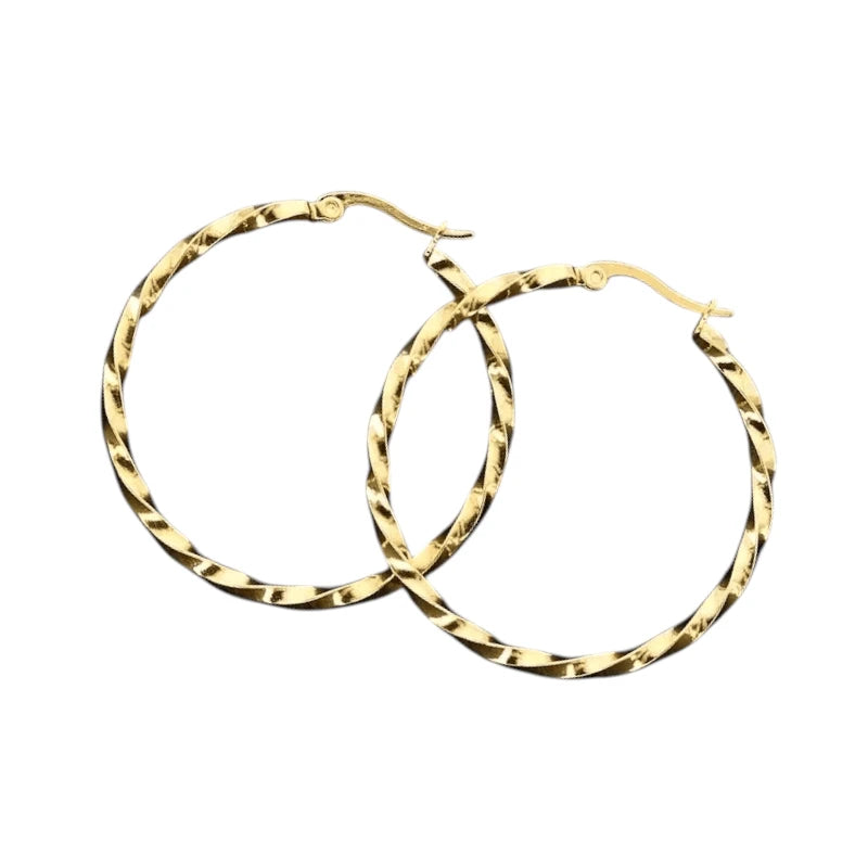 Goudkleurige RVS Swirl Hoepeloorbellen - 35 mm