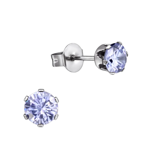 Boucles d'oreilles en zircone argentée 5 mm violettes