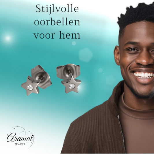 Ster oorstekers zilverkleur kristal – 6mm sprankel
