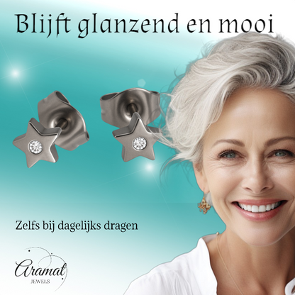 Boucles d'oreilles puces en forme d'étoile, cristal argenté – 6 mm scintillant