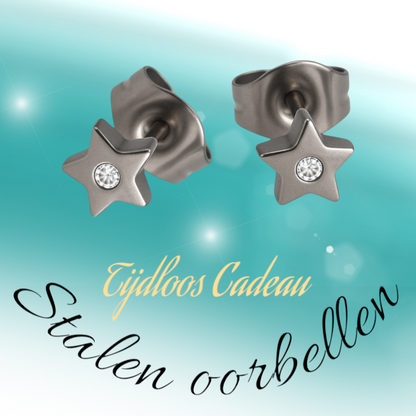 Boucles d'oreilles puces en forme d'étoile, cristal argenté – 6 mm scintillant