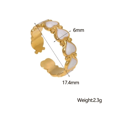 Open Ring RVS met Hartjes Motief en Emaille (6 mm)