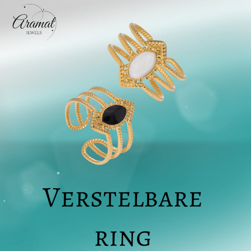 Open Ring RVS met Druppel Emaille en Gedraaide Banden (15 mm)
