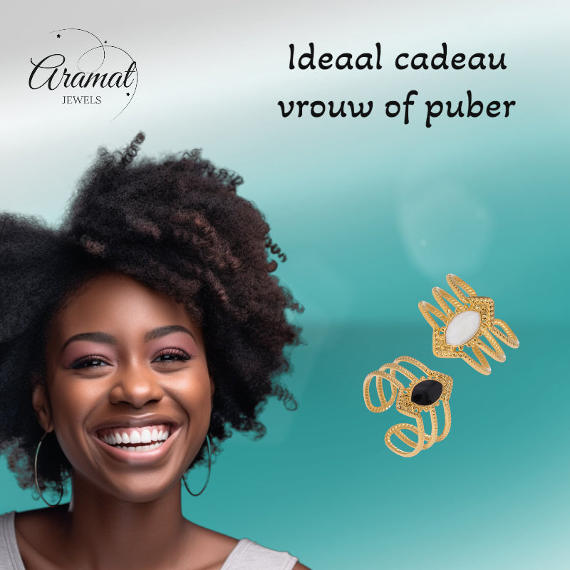 Open Ring RVS met Druppel Emaille en Gedraaide Banden (15 mm)