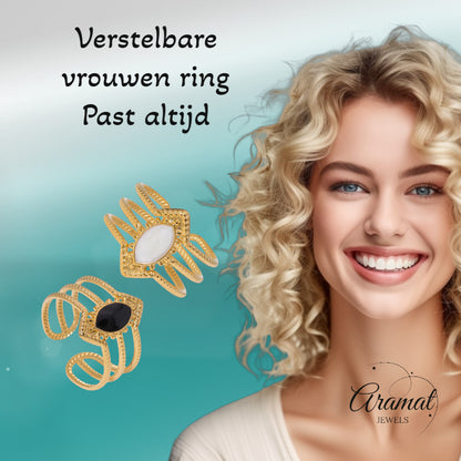 Open Ring RVS met Druppel Emaille en Gedraaide Banden (15 mm)