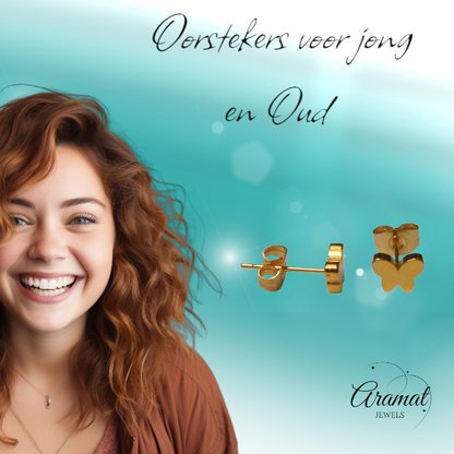 Boucles d'oreilles papillon couleur or 7 x 5 mm – acier inoxydable