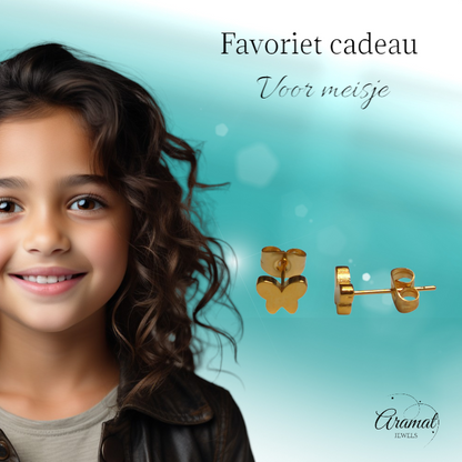 Boucles d'oreilles papillon couleur or 7 x 5 mm – acier inoxydable