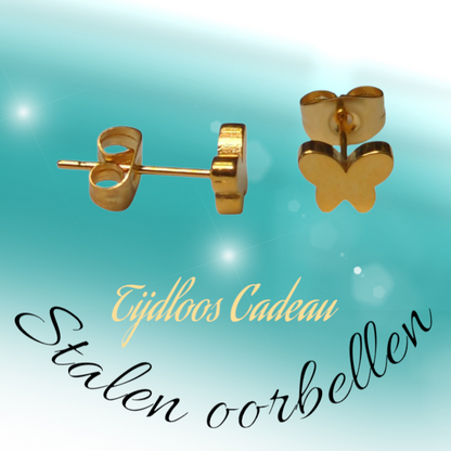 Boucles d'oreilles papillon couleur or 7 x 5 mm – acier inoxydable