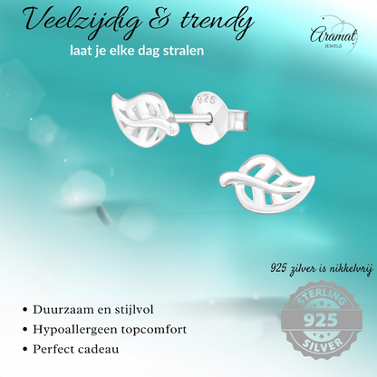 Zilveren Blaadje Oorbellen – 7x5mm