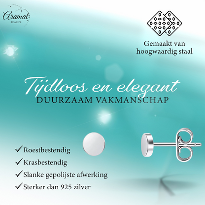 Boucles d'oreilles puces rondes argentées en acier inoxydable 3 mm
