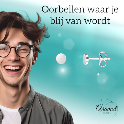 Boucles d'oreilles puces rondes argentées en acier inoxydable 3 mm