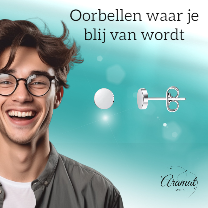 Zilverkleurige Ronde Oorstekers RVS 4mm