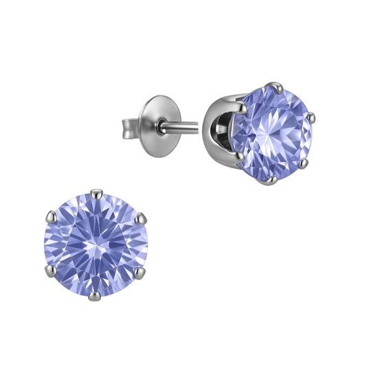 Boucles d'oreilles en zircone argentée 7 mm violettes