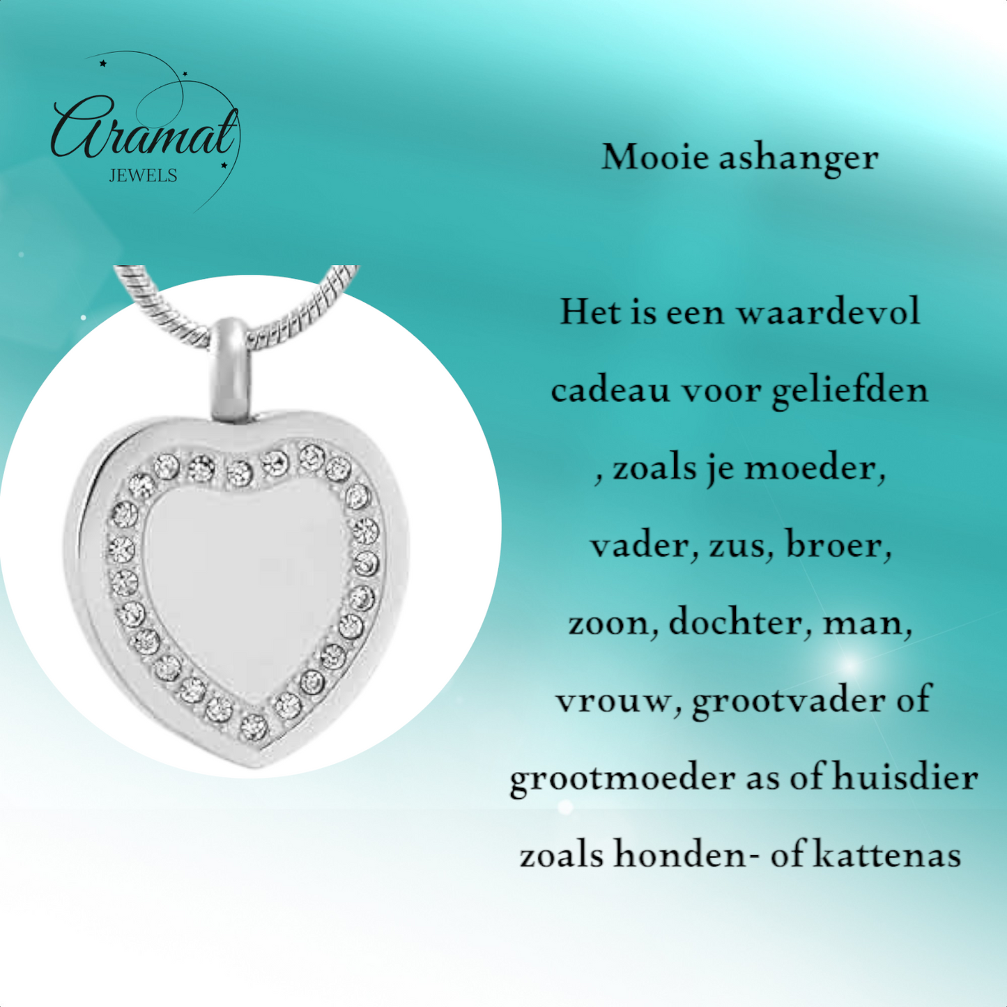 Hart ashanger met zirkonia rand – zilverkleurig