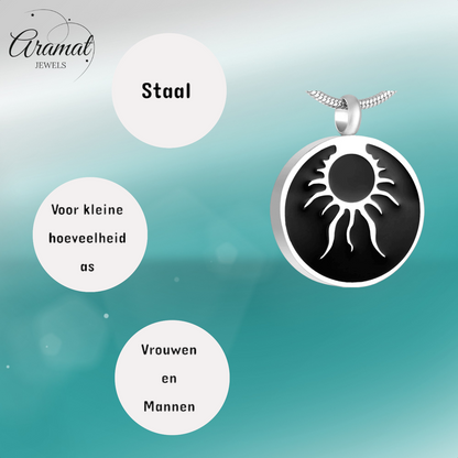 Pendentif rond en frêne, motif tribal – acier et émail