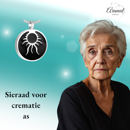 Pendentif rond en frêne, motif tribal – acier et émail