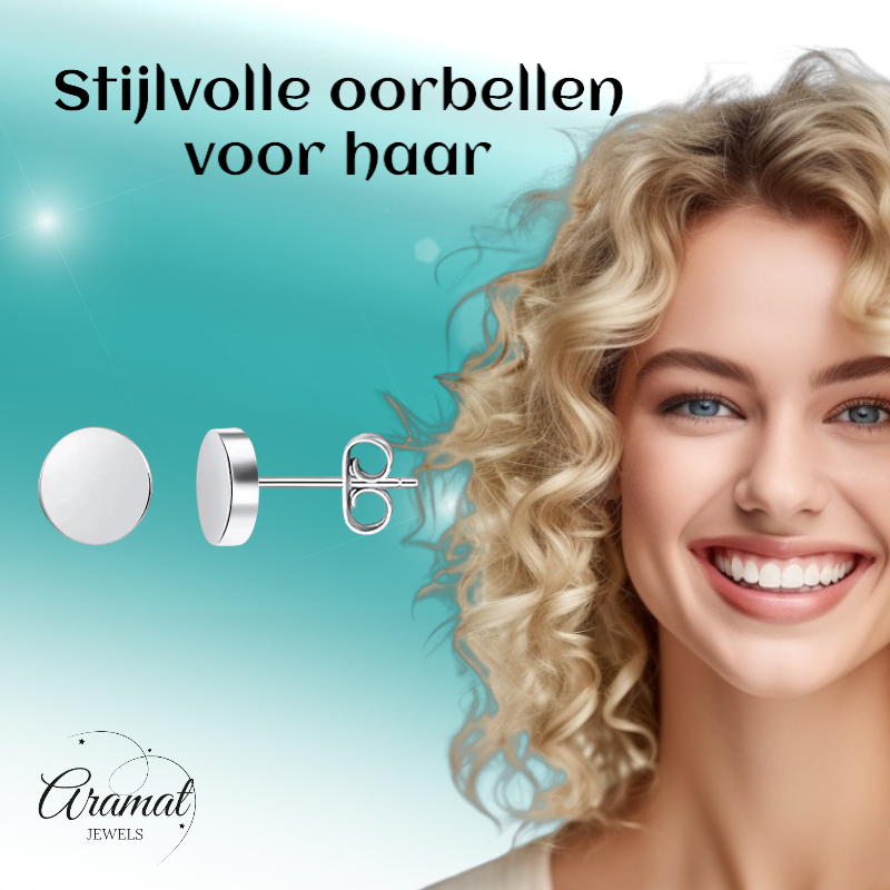 Zilverkleurige Ronde Oorstekers RVS 8mm