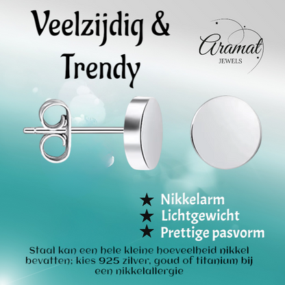 Zilverkleurige Ronde Oorstekers RVS 8mm