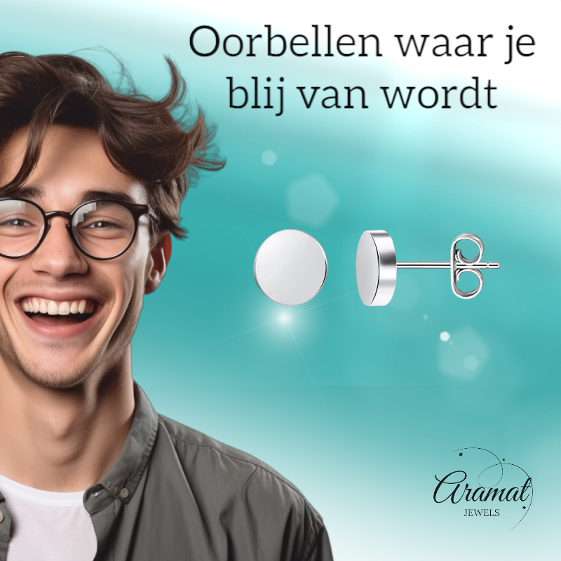 Zilverkleurige Ronde Oorstekers RVS 7mm