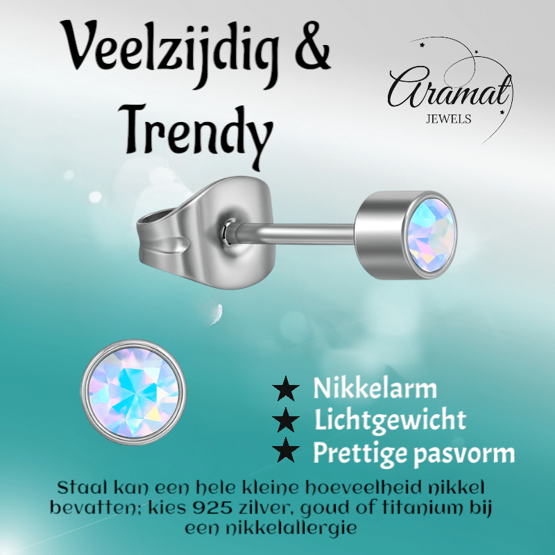 AB kristal oorstekers transparant – 4mm zilver - Aramat Jewels - Oorbellen - cadeautip