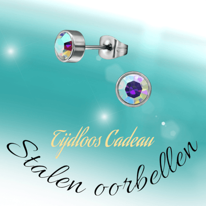AB multikleur kristal oorstekers – 5mm zilver RVS - Aramat Jewels - Oorbellen - cadeautip