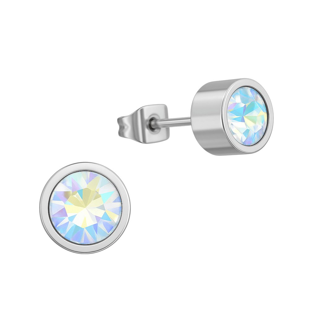 AB multikleur kristal oorstekers – 6mm zilver RVS - Aramat Jewels - Oorbellen - cadeautip