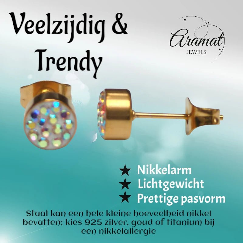 AB transparante oorstekers 6 mm – multicolor glans - oor3099 - Oorbellen kopen# - 6mm - AB - alles