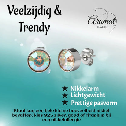 Oorstekers – Staal Kristal AB Transparant Zilverkleur (7mm)