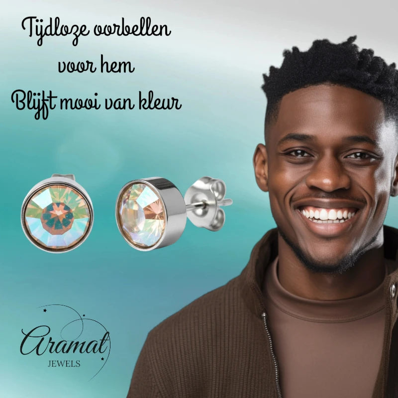 Oorstekers – Staal Kristal AB Transparant Zilverkleur (7mm)