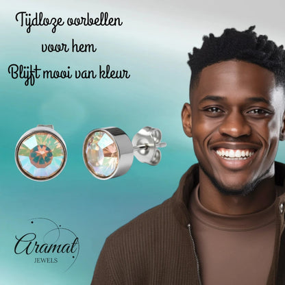 Oorstekers – Staal Kristal AB Transparant Zilverkleur (7mm)