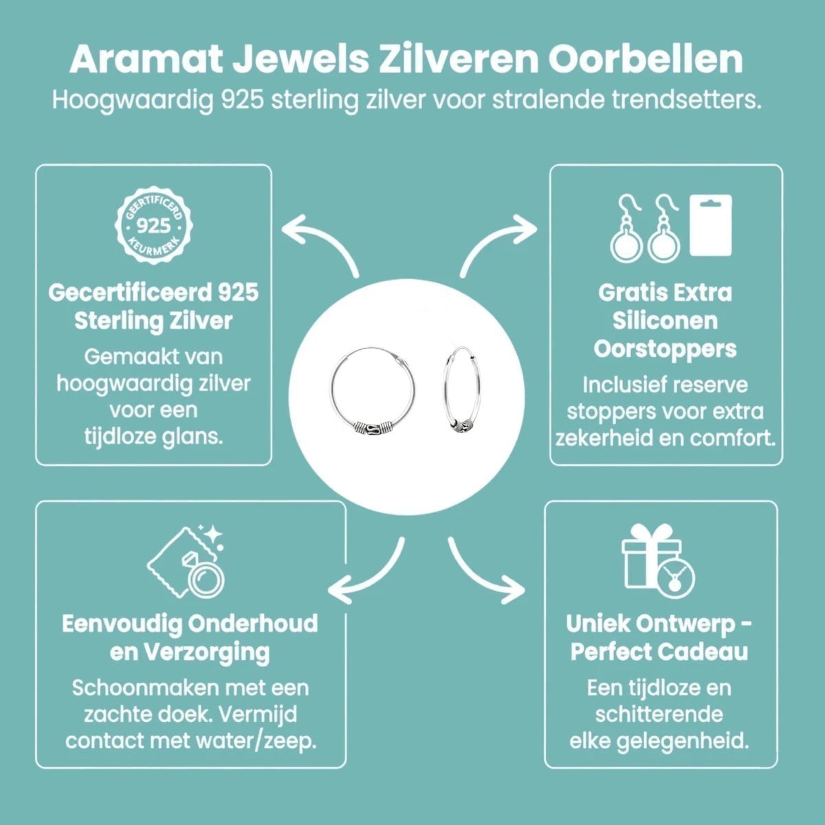 Aramat Jewels 18mm Bali oorringen van geoxideerd 925 sterling zilver met boho festival design