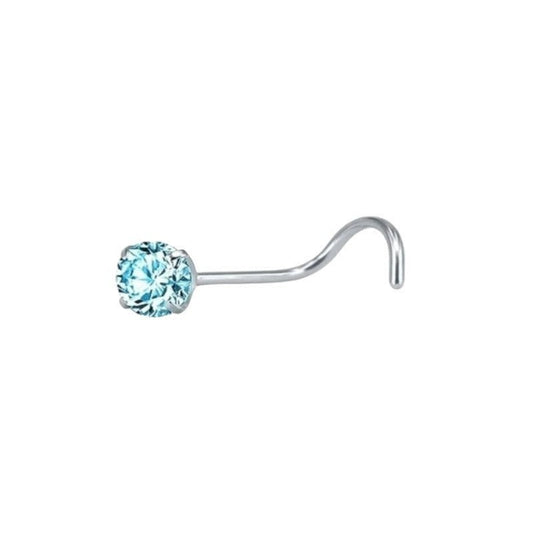 Aramat Jewels blue zirconia nose stud with a round, star, and heart shape. Made of steel.