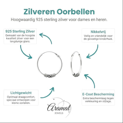 Aramat Jewels 18mm geoxideerde Bali oorringen van 925 sterling zilver met boho festival design voor dames