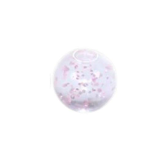 Aramat Jewels transparant acryl piercing balletje van 6mm met roze glitters voor tong- of navelpiercing.