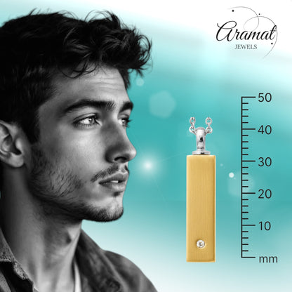 Aramat Jewels staaf ashanger van 4cm in goudkleurig staal met een zirkonia, waterbestendig en geschikt voor dagelijks gebruik.