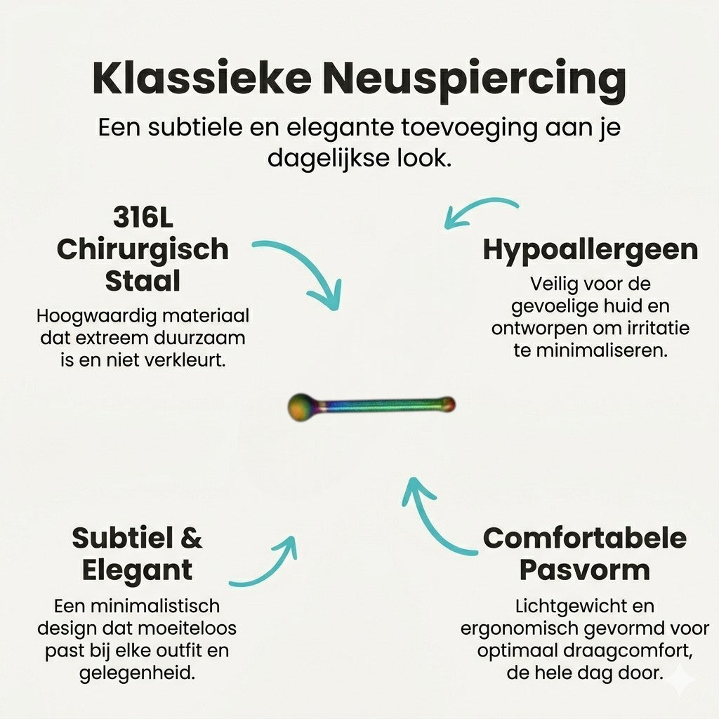 Aramat Jewels multi-color steel nose piercing with a 1.5mm ball end.