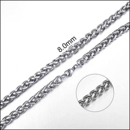 Aramat Jewels zilverkleurige RVS vossenstaart ketting van 75 cm lang en 8 mm breed met robuuste schakels.