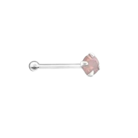 Aramat Jewels sterling silver nose stud with a 2mm pink opal stone, perfect for daily wear.