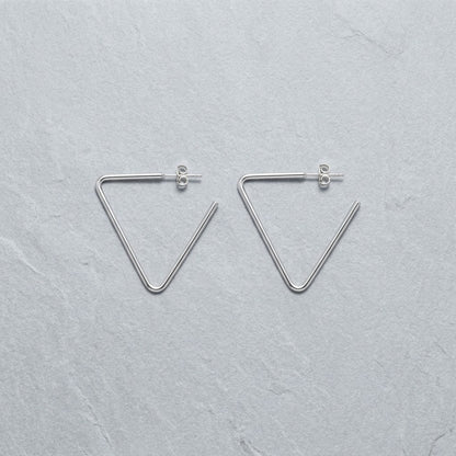 Aramat Jewels silver-tone stainless steel triangular hoop earrings, 40mm diameter, for women.