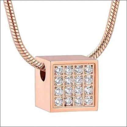 Aramat Jewels stalen kubus ashanger met zirkonia steentjes, 12mm, rosé goudkleurig