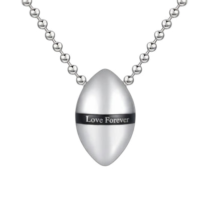 Aramat Jewels stalen ashanger Love Forever, zilverkleurig met zwarte band en gravure. Gedenksieraad met schroefsluiting.