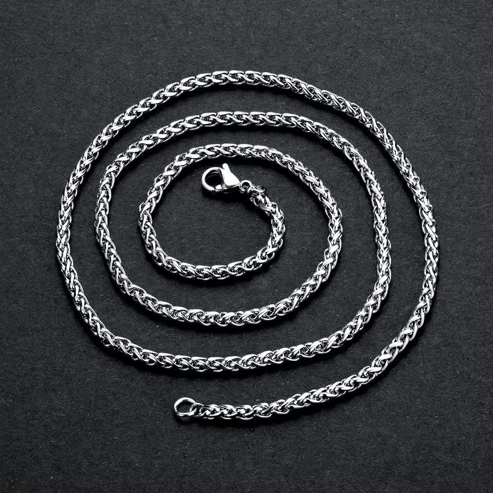 Aramat Jewels zilverkleurige vossenstaart ketting van 60 cm en 8 mm breed, gemaakt van duurzaam roestvrij staal.