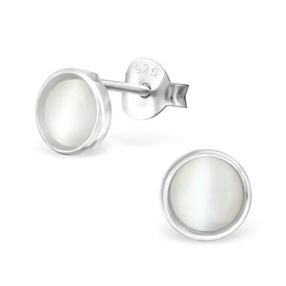 Aramat Jewels zilveren oorstekers met 6mm ronde kattenoogsteen, nikkelvrij, voor dames en kinderen.