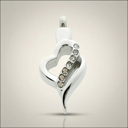 Aramat Jewels® zilverkleurige stalen ashanger in hartvorm met zirkonia steentjes, waterbestendig