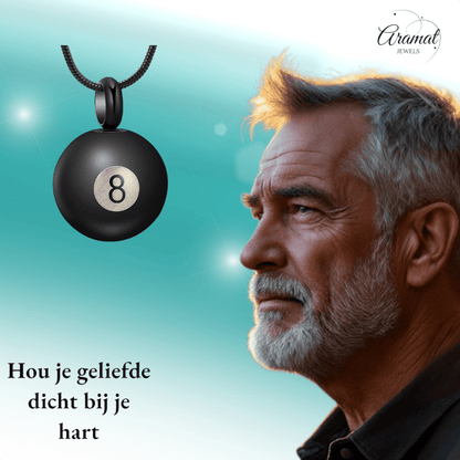 Ashanger Biljartbal met Cijfer 8 - Zwart RVS - hang1323 - 20002 - Gedenkhangers kopen# - alles - ashangers - Assieraad