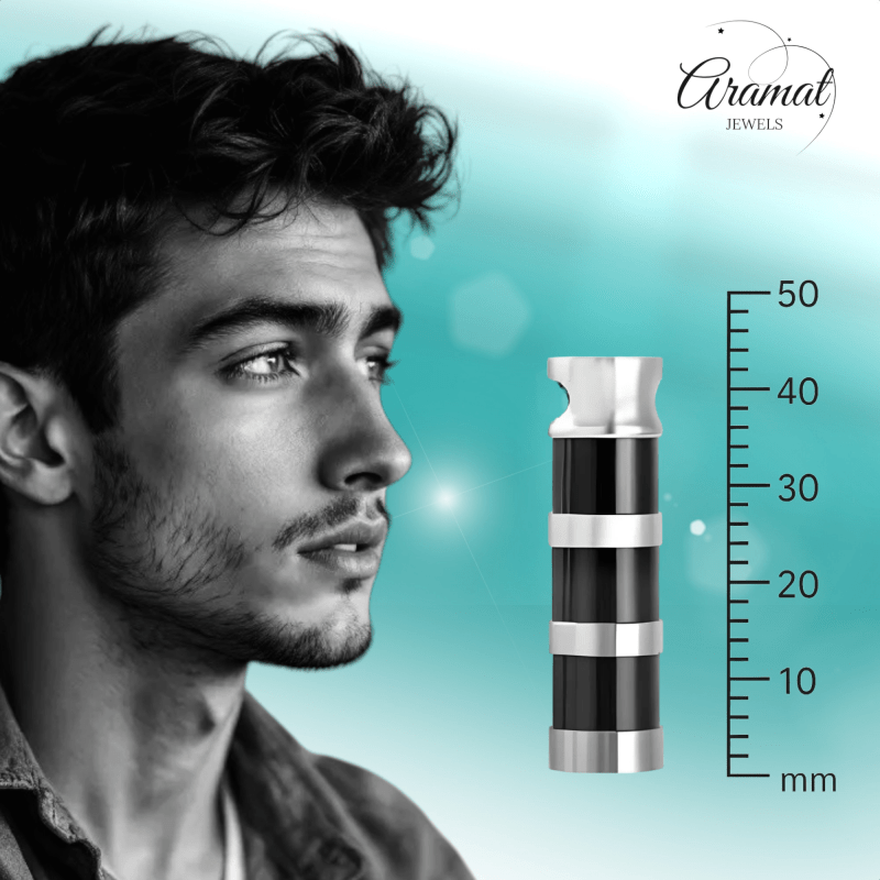 Ashanger Cilinder - RVS met Zwart - Zilveren Strepen - hang428 - Gedenkhangers kopen# - alles - ashangers - Assieraad