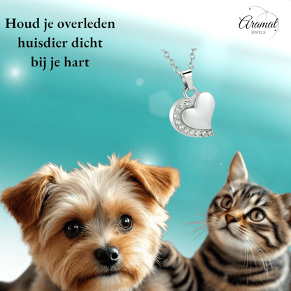 Ashanger hartje staal met zirkonia 24x19mm - Aramat Jewels - Gedenkhangers - cadeautip