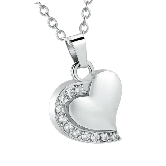 Ashanger hartje staal met zirkonia 24x19mm - Aramat Jewels - Gedenkhangers - cadeautip