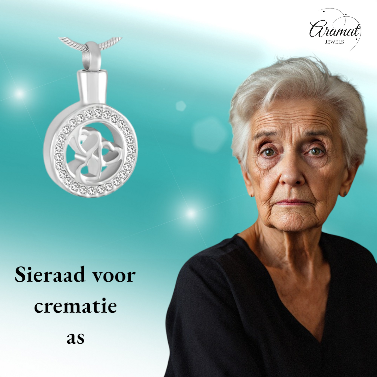 Pendentif rond en frêne orné de 3 cœurs et d'un bord en cristal