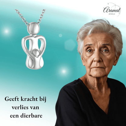 Ashanger Ouder met Kindje - Zilverkleurig RVS - hang1326 - 9828 - Gedenkhangers kopen# - 30mm - alles - ashangers